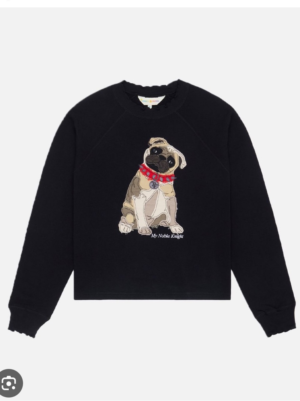 Teddy Fresh Black Pug Dog My Noble Knight Sweatshirt size Large